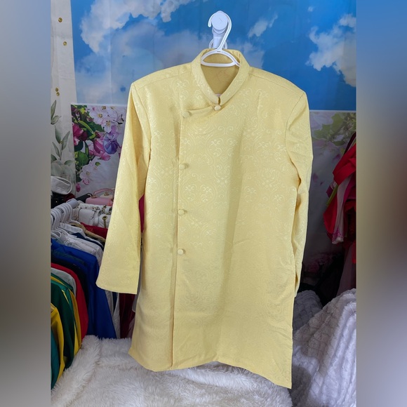 ao dai cach tan nam gam, Vietnamese men’s modern contemporary long dress top 3xl - Picture 1 of 4